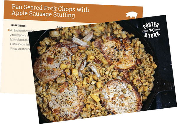 Pan Seared Pork Chops with Apple Sausage Stuffing Recipe