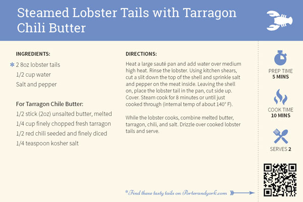 steamed lobster tails with tarragon chili butter recipe